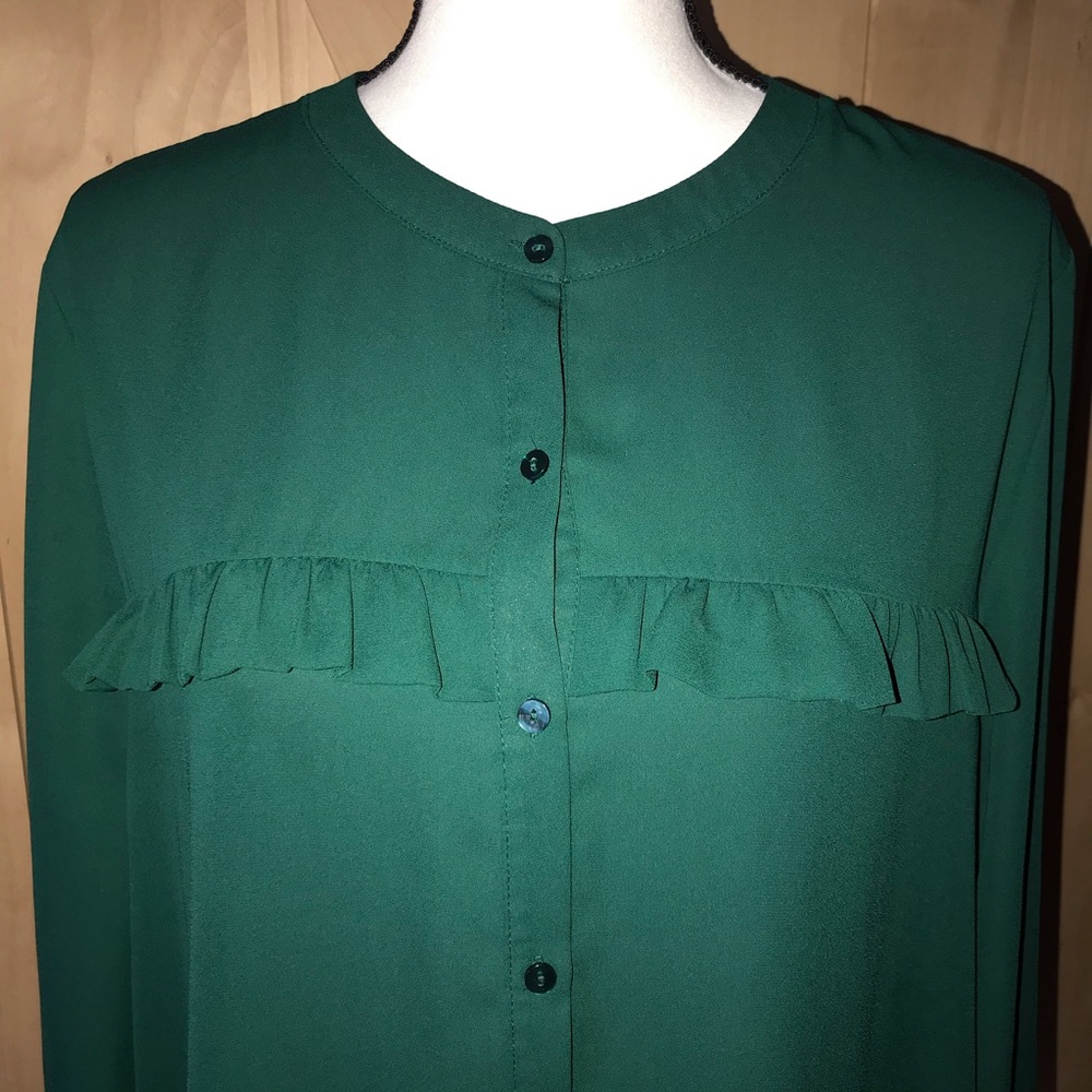 Beautiful Ruffled Button Down Blouse - EUC